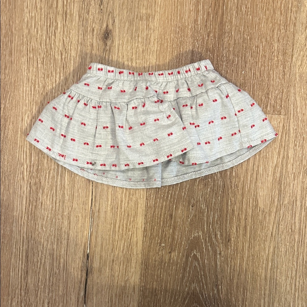 Gray and Red Patterned Skirt